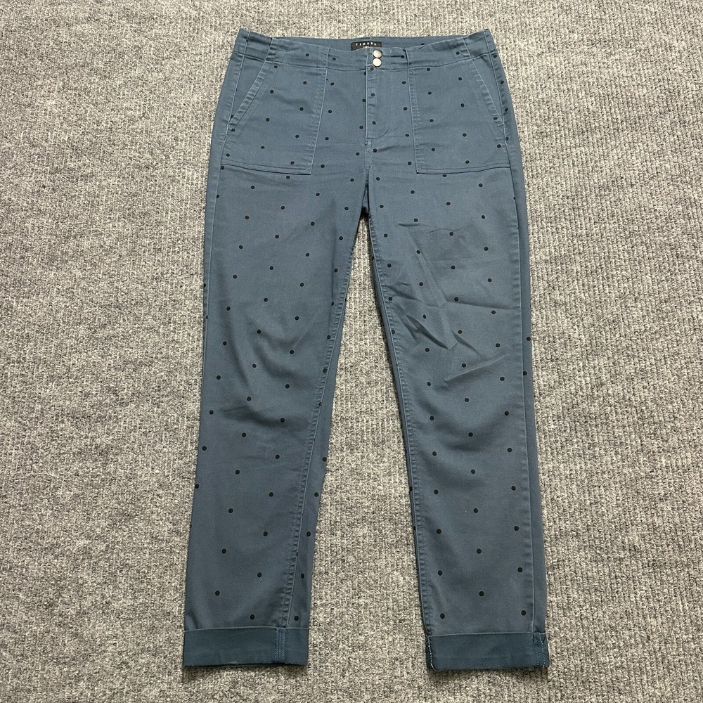 Tinsel Womens Pants Size 28 Blue Polka Dot‎ Straight Leg Cuffed Mid Rise